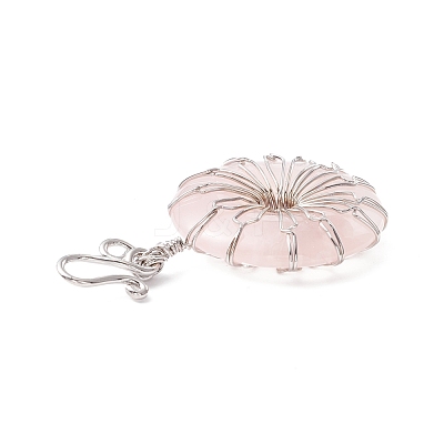 Natural Rose Quartz Big Pendants G-P459-01P-G-1