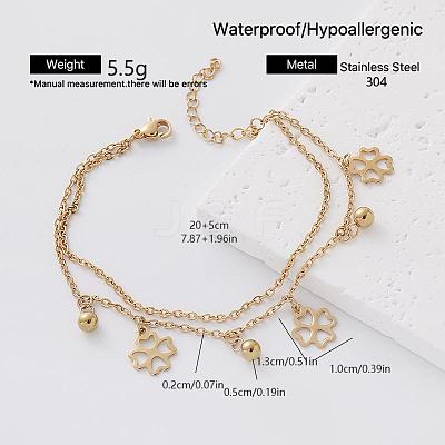 304 Stainless Steel Charm 2-Strand Bracelets for Women ER2642-1-1