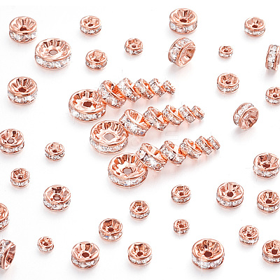 Brass Rhinestone Spacer Beads RB-PH0008-22RG-NF-1