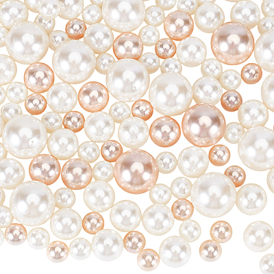 150Pcs 3 Styles ABS Plastic Imitation Pearl Round Beads KY-SP0001-62-1