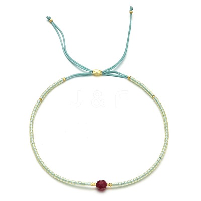 Japanese MIYUKI Rice Ball Handmade Beaded Bracelet with Adjustable Bohemian Obsidian Rice Ball Silder Bracelets CT6008-3-1