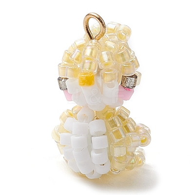 Seed Beads Beaded Charms PALLOY-MZ00318-01-1