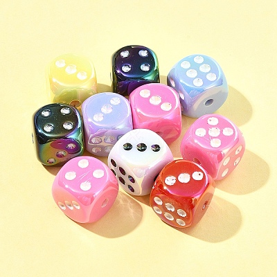 10Pcs UV Plating Rainbow Iridescent Acrylic Enamel Beads SACR-FS0001-32-1