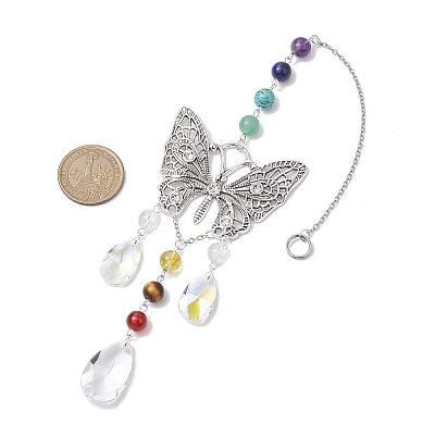 Alloy Hollow Butterfly Pendant Decoration HJEW-TA00227-1