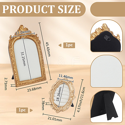2Pcs 2 Styles Goldenrod Photo Frame Resin Finger Ring Organizer Holder with Velvet Mat RDIS-JOY0001-01-1
