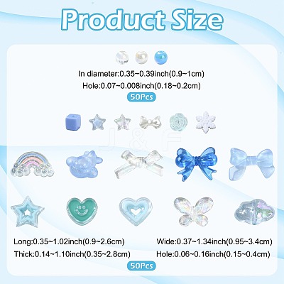 100Pcs 19 Styles Transparent Acrylic Beads MACR-FS0002-34-1