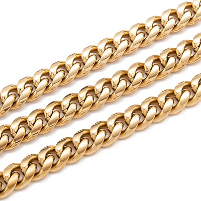 304 Stainless Steel Cuban Link Chain STAS-B019-02B-G-1