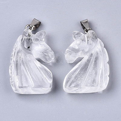 Carved Natural Quartz Crystal Pendants G-N0327-002M-1