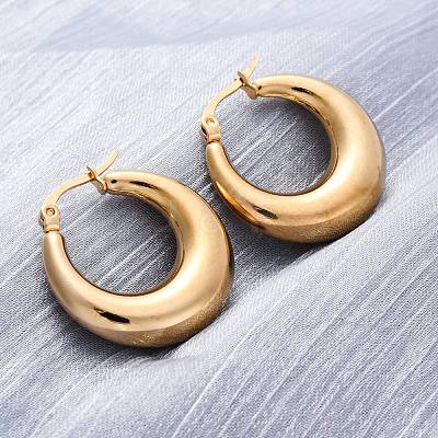 PVD Vacuum Plating 304 Stainless Steel Chunky Hoop Earrings for Women X-EJEW-F280-06C-G-1