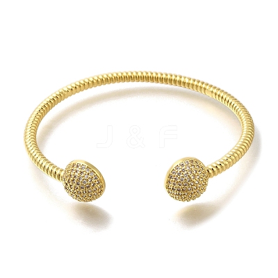 Rack Plating Brass Micro Pave Cubic Zirconia Cuff Bangles BJEW-P336-14G-1