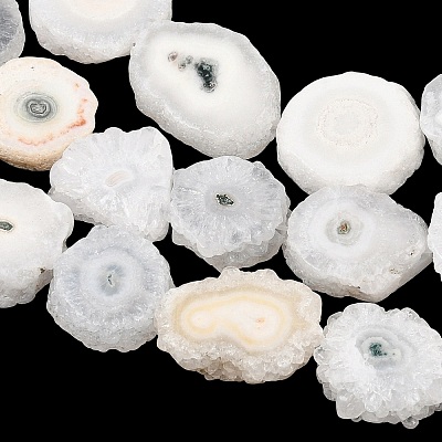 Natural Sunflower Druzy Agate Slice Beads Strands G-K381-A01-1