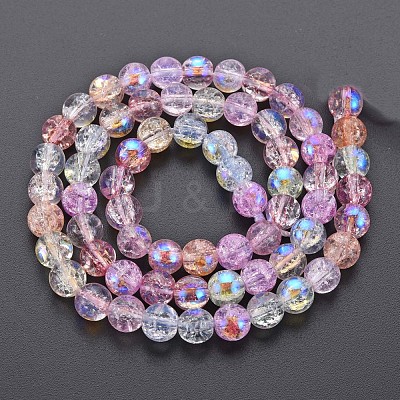 Electroplate Crackle Glass Bead Strands GLAA-S192-C-007B-1