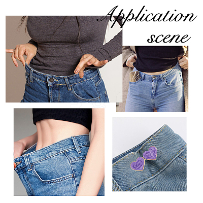 10 Sets 5 Colors Heart Alloy Adjustable Jean Button Pins DIY-FG0004-95-1