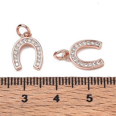 CZ Brass Micro Pave Cubic Zirconia Horse Shoe Charms ZIRC-L018-13RG-1