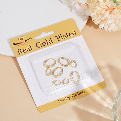 8Pcs 2 Styles Rack Plating Brass Spring Gate Rings KK-BBC0014-15-1