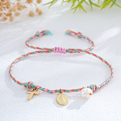 Bohemian Brass & Natural Freshwater Pearl Charm Bracelets ZD8910-6-1