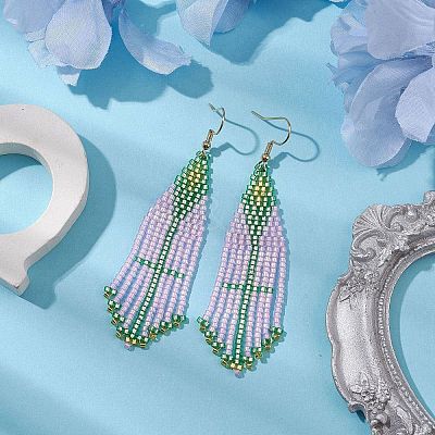 304 Stainless Steel with Glass Dangle Stud Earring EJEW-MZ00180-01-1