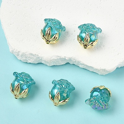 5Pcs UV Plating Transparent Acrylic Beads MACR-YW0004-28H-1