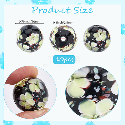 10Pcs Handmade Inner Flower Lampwork Beads LAMP-PA0001-02C-1