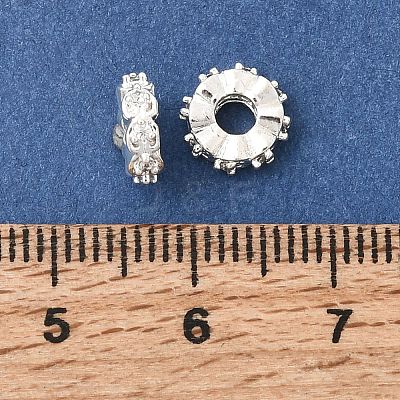 Brass Micro Pave Clear Cubic Zirconia Spacer Beads KK-Z156-13S-01-1
