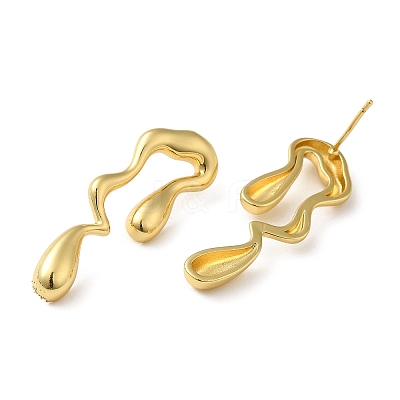 Rack Plating Brass Melting Teardro Dangle Stud Earrings for Women LS-EJEW-Z019-01G-1