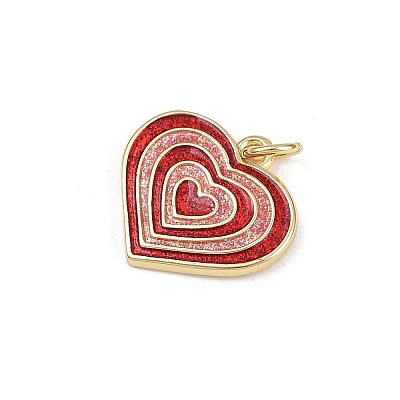 Valentine's Day Brass Red Enamel Pendants KK-D424-30A-G-1