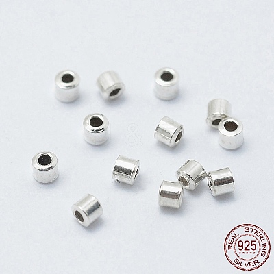 Anti-Tarnish Rhodium Plated 925 Sterling Silver Crimp Beads X-STER-G027-20P-1