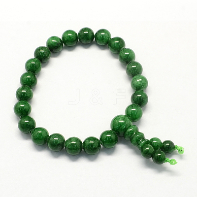 Buddha Meditation Yellow Jade Beaded Stretch Bracelets BJEW-R041-8mm-02-1