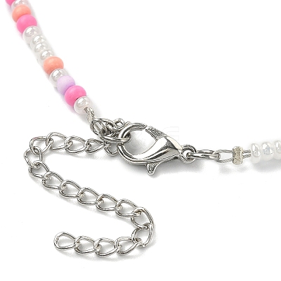 Glass Seed Beaded Necklace NJEW-JN04360-1