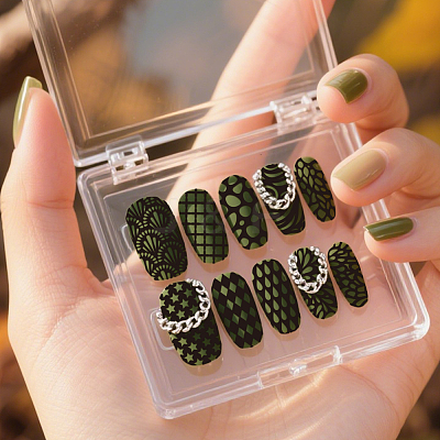 Stainless Steel DIY Nail Art Templates MRMJ-WH0092-208-1
