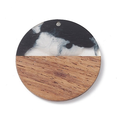 Pearlized Resin & Walnut Wood Pendants WOOD-C016-01G-1