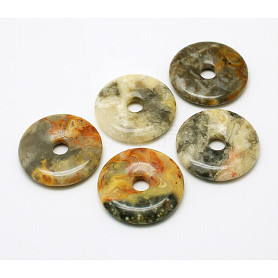 Donut/Pi Disc Natural Gemstone Pendants G-L234-30mm-06-1