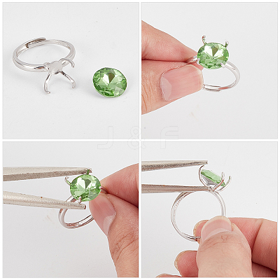 1Pc Adjustable Rhodium Plated Sterling Silver Finger Ring Components STER-BBC0006-95P-1