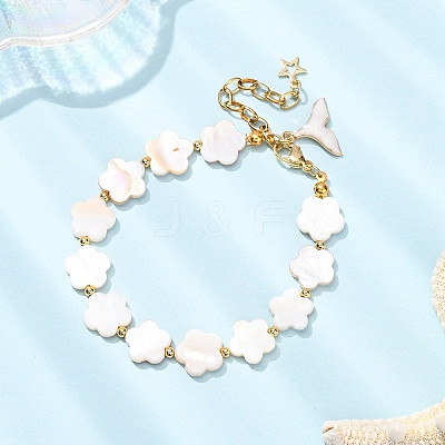 Shell Pearl Beaded Bracelets for Women BJEW-JB12426-1