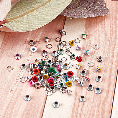 200 Sets 10 Colors Iron Grommet Eyelet Findings SCRA-GF0001-01-1