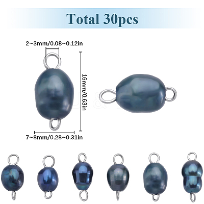 Natural Cultured Freshwater Pearl Potato Connector Charms PALLOY-SC00019-1