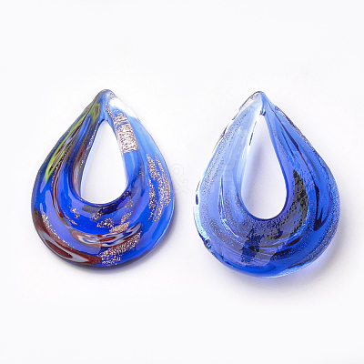 Handmade Gold Sand Lampwork Big Pendants LAMP-S189-11-B-1