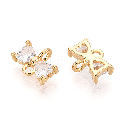 Brass Pave Clear Cubic Zirconia Connector Charms KK-T078-03G-02-1