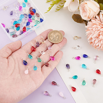 72Pcs 12 Color Transparent Glass Charms FIND-PH0010-97-1