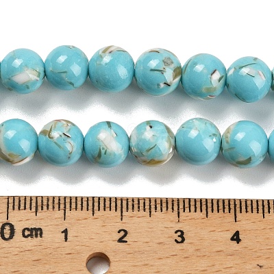Assembled Synthetic Stone and Trochus Shell Beads Strands G-B128-08C-06-1