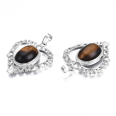 Natural Tiger Eye Pendants G-S274-12L-1