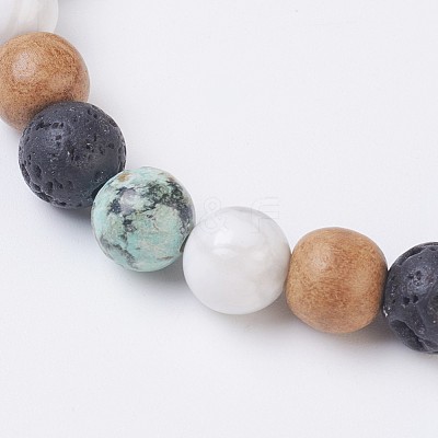 Natural African Turquoise(Jasper) Stretch Bracelets BJEW-JB03682-03-1