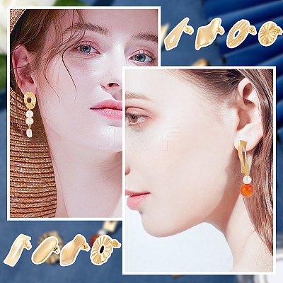 8 Style 304 Stainless Steel Stud Earring Findings STAS-MA0001-04G-1