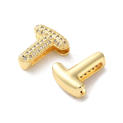 Rack Plating Brass Micro Pave Cubic Zirconia Slide Charms KK-C084-34G-T-1