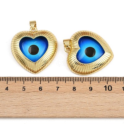 Eye Theme Brass Glass Pendants KK-L244-03G-02-1