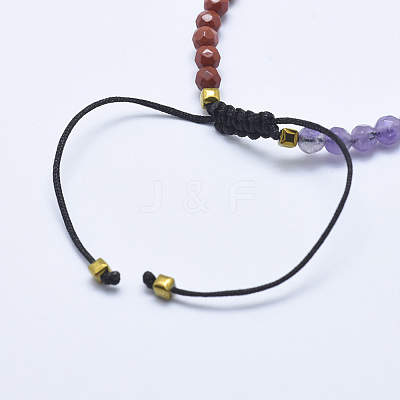 Mixed Stone Braided Bead Bracelets BJEW-I258-N-1