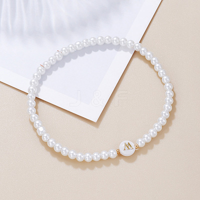 Plastic Pearl Round Beaded Stretch Bracelets for Women WGC81DB-13-1