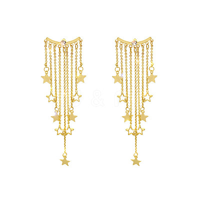 Alloy Rhinestone Star Tassel Chandelier Earrings FS-WGCE93B-01-1
