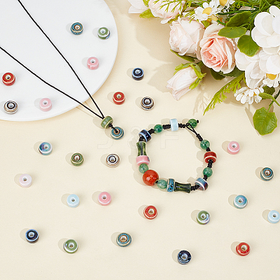 60Pcs 10 Colors Glazed Porcelain Beads PORC-PA0001-26-1