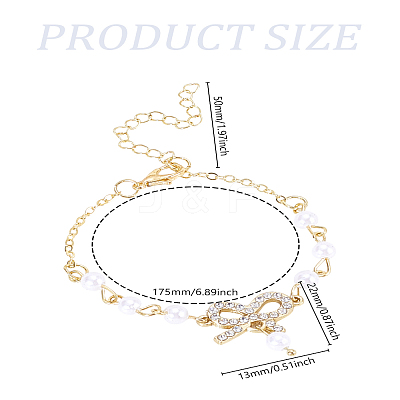 1Pc Alloy Rhinestone Bowknot Link Bracelets BJEW-LP0004-47-1